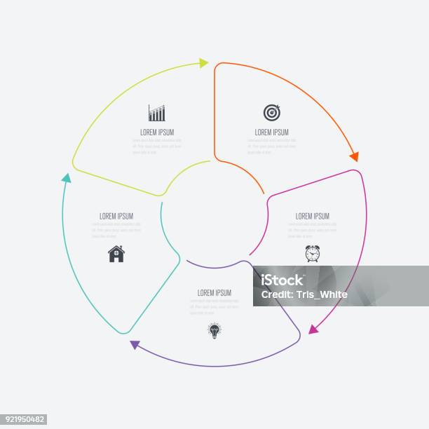 Infographics Template 5 Options With Circle Stock Illustration - Download Image Now - Five Objects, Infographic, Circle