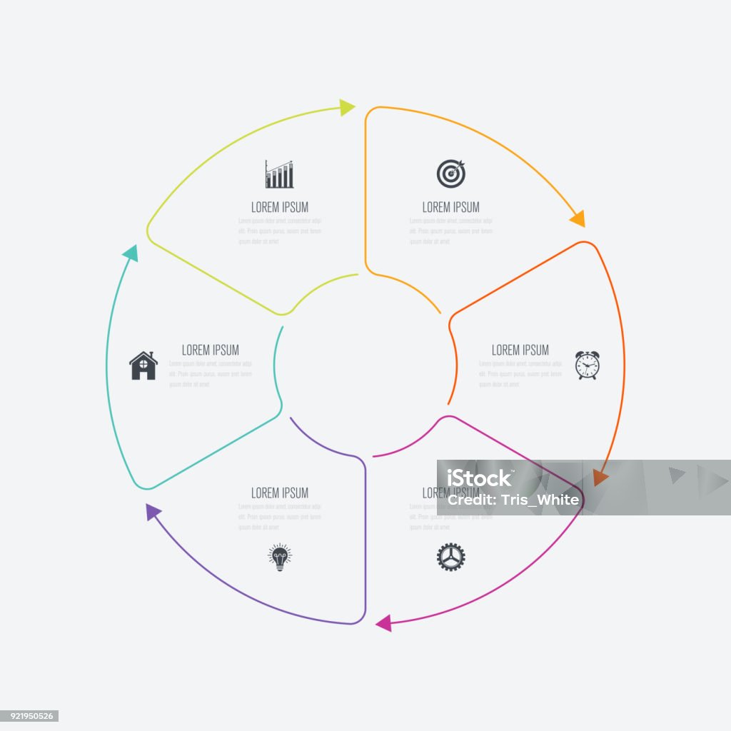 Options de modèle 6 d’infographie avec cercle - clipart vectoriel de Chiffre 6 libre de droits