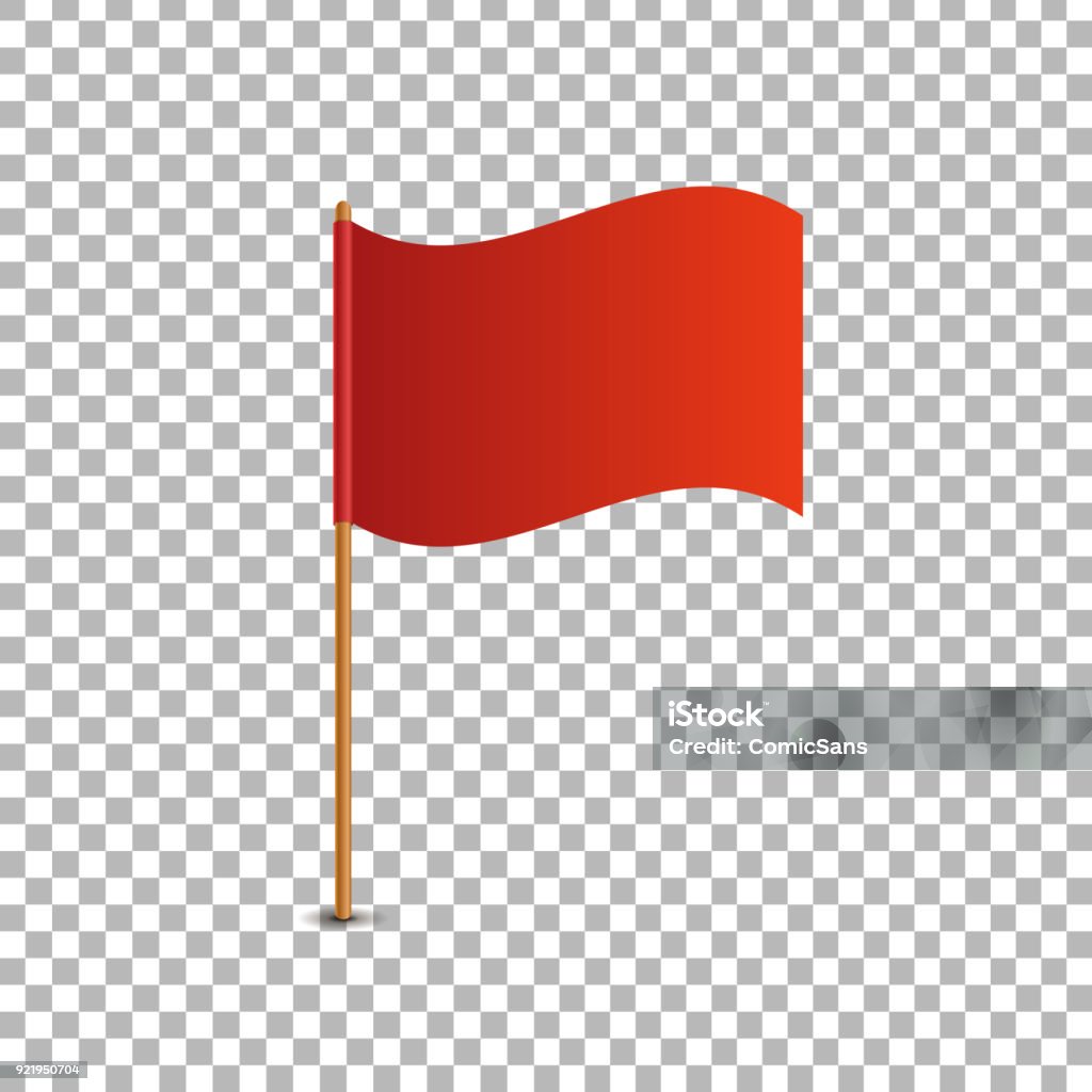 Vector réaliste isolé drapeau rouge pour la décoration et la couverture sur l’arrière-plan transparent. Concept de pointeur, tag et signe important. - clipart vectoriel de Rouge libre de droits