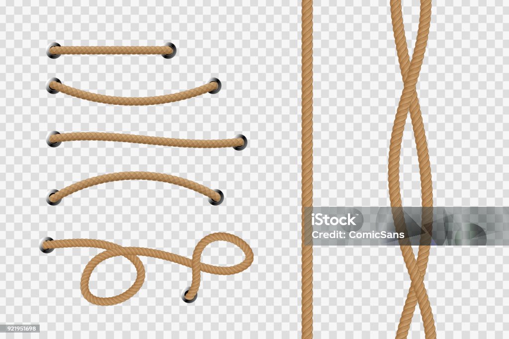 Vector realistic isolated rope for decoration and covering on the transparent background. Rope stock vector