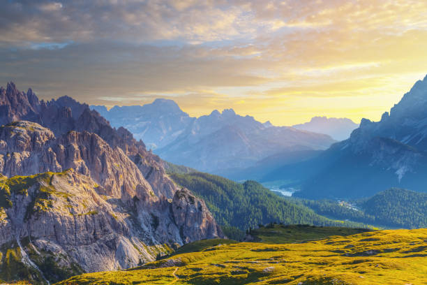 istock Mountains at sunset, view from Tre Cime, Dolomites, Italy 921964864