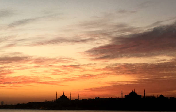 istock Silhouette of Blue Mosque and Aya Sofya in Istanbul 921965492