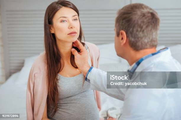 Beautiful Pregnant Woman Visiting Doctor Stock Photo - Download Image Now - Abdomen, Adult, Anticipation