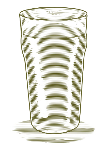 Woodcut illustration of a beer glass.