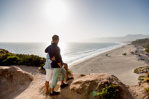Couple Enjoying the View of Santa Monica Beach from Above