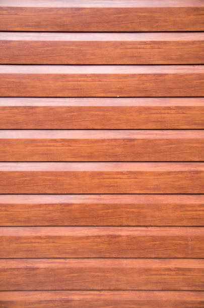 istock New decorative brown wall imitating wooden boards closeup 921987488