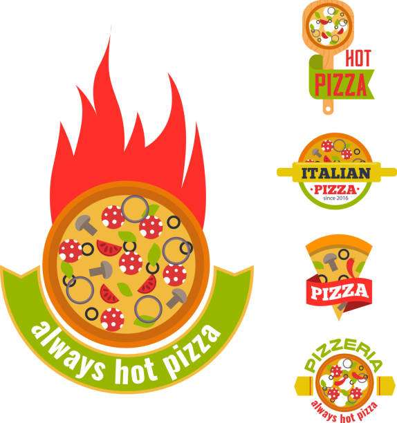 illustrations, cliparts, dessins animés et icônes de livraison pizza icône insigne pizzeria restaurant service fast-food illustration vectorielle - old fashioned pizza label design element