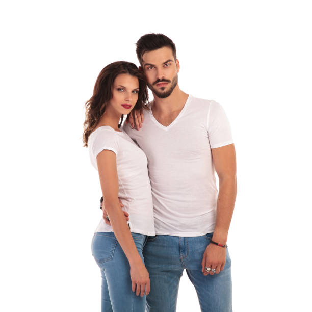 istock young casual couple standing together 922000990