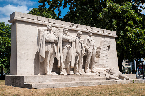 A memorial monument in Lille in memory of five First World War Resistance leaders executed by the German occupying forces.