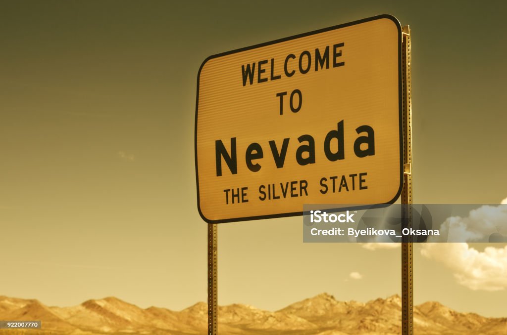 Sign Welcome to Nevada, Death Valley. USA Sign Welcome to Nevada, Death Valley, USA Nevada Stock Photo