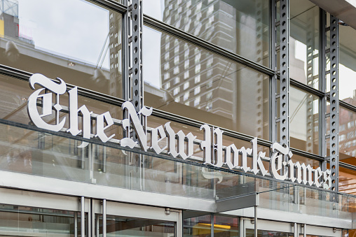New York, NY, USA - May 24, 2014: New York Times Headquarters in Manhattan, New York City, USA. The New York Times is an American newspaper based in New York City with worldwide influence and readership.