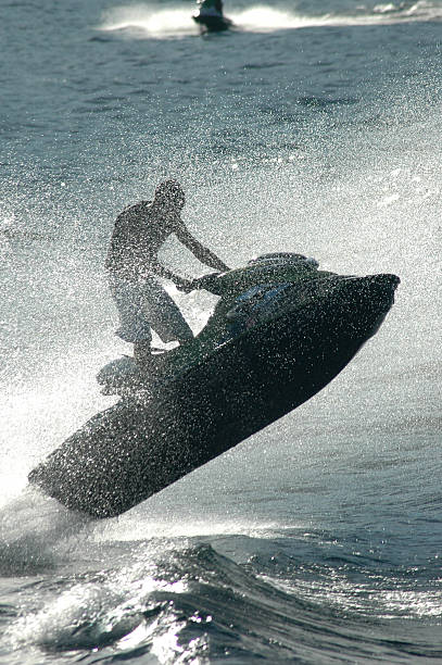 Novi Sad,Serbia-July 24,2011:Jet skier  enjoying his freestyle ride on river Danube