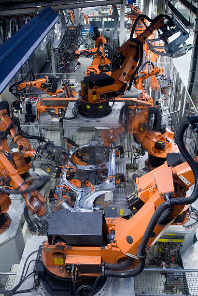istock Robotic assembly line in a car factory 92202866