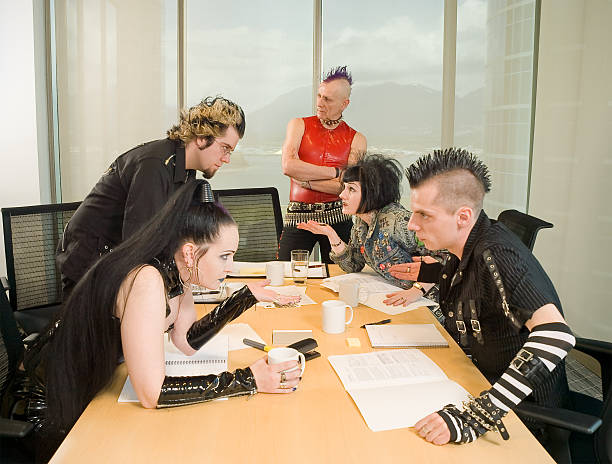 Punk Goth Alternative Business Team Arguing stock photo