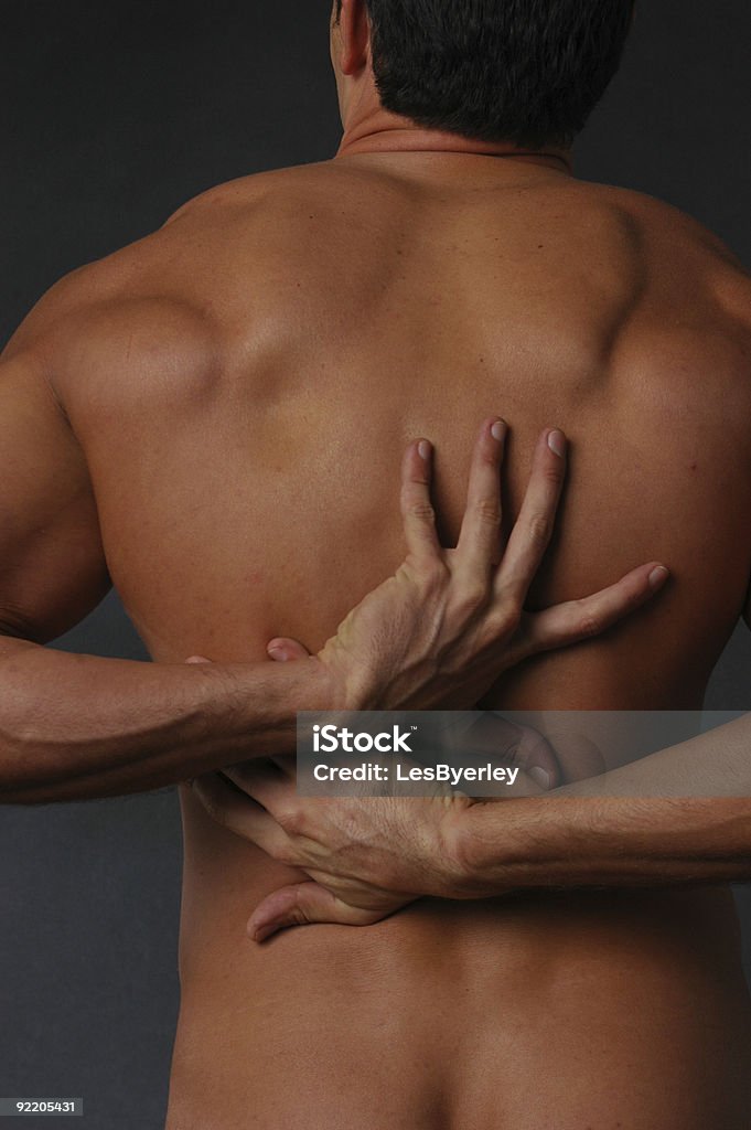Meine Rückenschmerzen - Lizenzfrei Berühren Stock-Foto