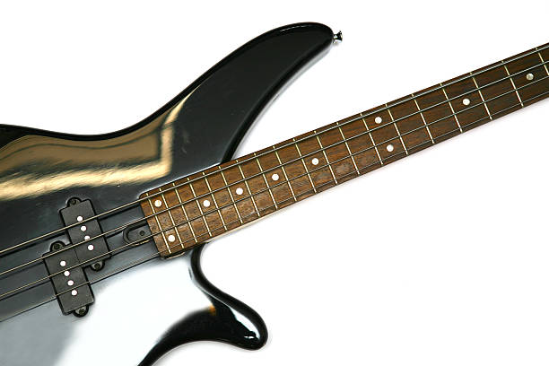istock Fragment of black  Bass Electric Guitar With Four Strings 92205845