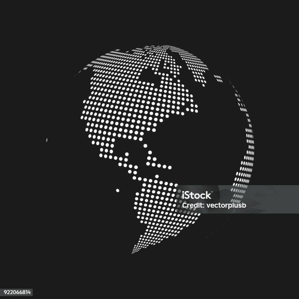 Ilustración de Blanco Había Punteado 3d Mundo Mapa Terráqueo En Fondo Negro Ilustración De Vector y más Vectores Libres de Derechos de Globo terráqueo