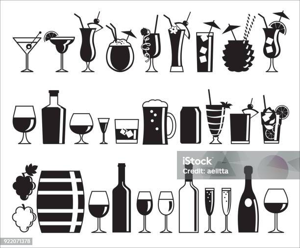 Alcohol Drink Icons Stock Illustration - Download Image Now - Cocktail, Drinking Glass, Vector