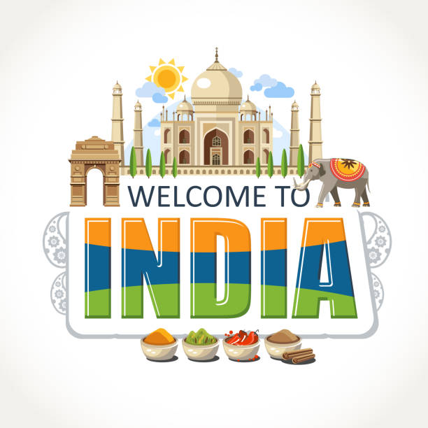 인도 레터링 - taj mahal india gate palace stock illustrations