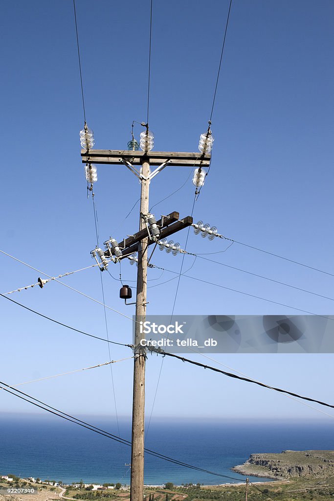 Líneas de potencia de creta - Foto de stock de Azul libre de derechos