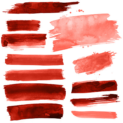 Red paint strokes on a white background