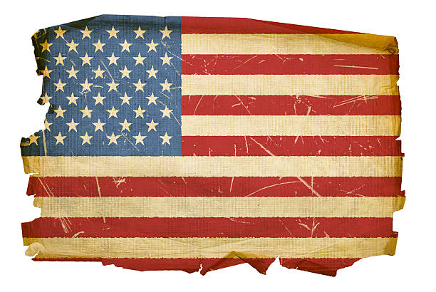 istock United States Flag old, isolated on white background 92209066