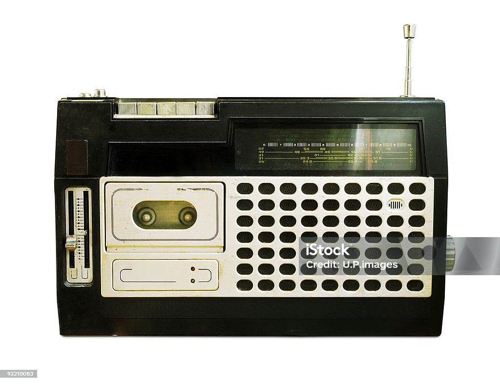 복고풍 라디오폰에 (테이프 레코더 - 로열티 프리 대형 휴대용 카세트 라디오 스톡 사진