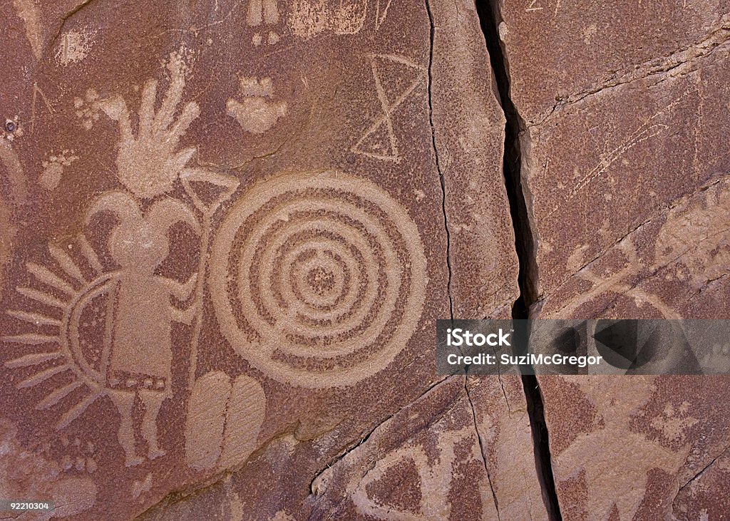 Navajo petroglyph-panel in Largo Canyon, New Mexico - Lizenzfrei New Mexico Stock-Foto