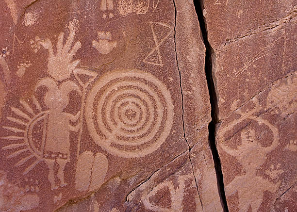 Ancient Hopi petroglyphs in Arizona in mesa ruins