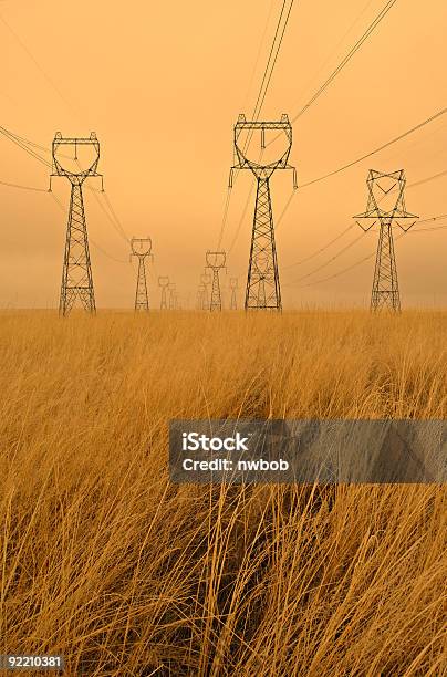 High Voltage In Weizen Felder Stockfoto und mehr Bilder von Größere Sehenswürdigkeit - Größere Sehenswürdigkeit, Stromnetz, Gitter