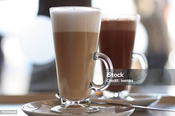 Cafe Coffee Latte Cappuccino In A Tall Glass Stock Photo - Download Image Now - Coffee - Drink, Espresso, Drinking Glass