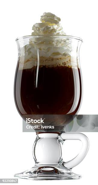 Irish Coffee In A Glass Stock Photo - Download Image Now - Coffee Liqueur, Whiskey, Alcohol - Drink