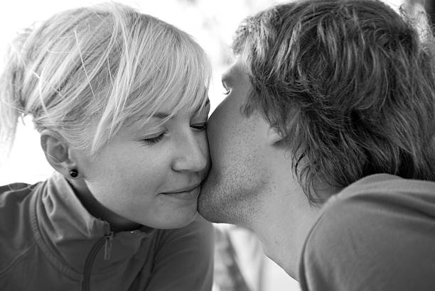 istock Tender kiss, black and white 92211243
