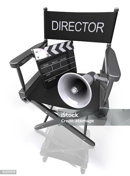 Directors Chair Megaphone Clapboard Stock Photo - Download Image Now - Director's Chair, Film Industry, Movie