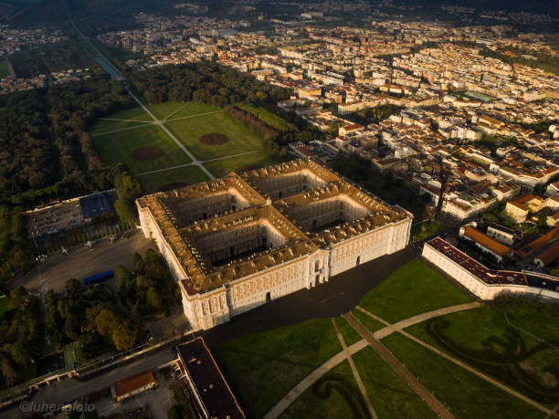 Caserta cityscape from Aerial view stock photo