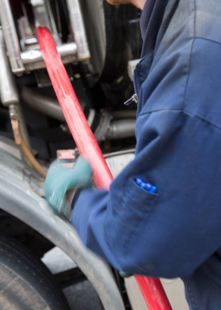 istock Heating oil delivery, pipework from the oil tanker 922129526