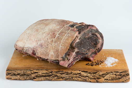 Prime beef rib roast in aging process