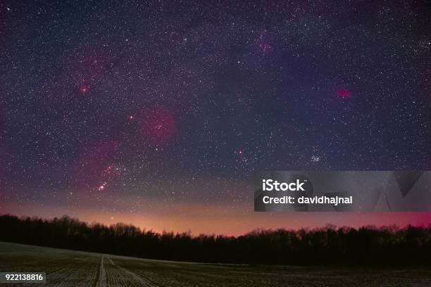 Winter Night Sky Stock Photo - Download Image Now - Winter, Sky, Constellation