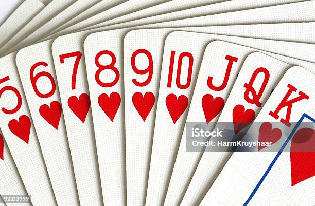 Hearts Playing Cards Closeup Stock Photo - Download Image Now - Ten Of Hearts, Close-up, Color Image