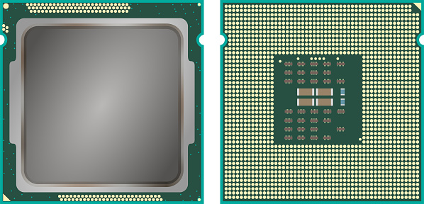 Modern Computer Core Processing Unit Cpu Front And Back Face Isolated ...