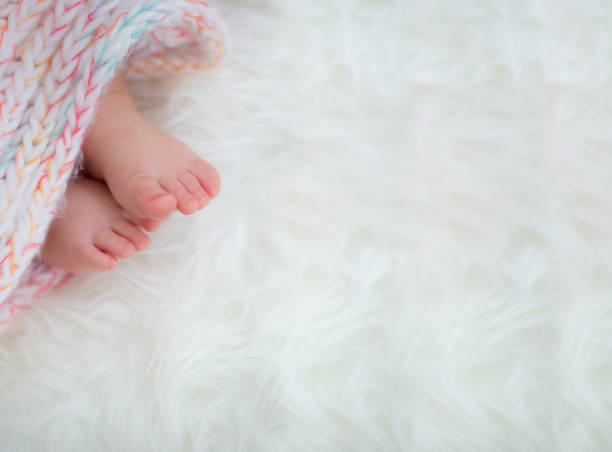 istock baby feet in blanket, copy space. selected focus 922141316