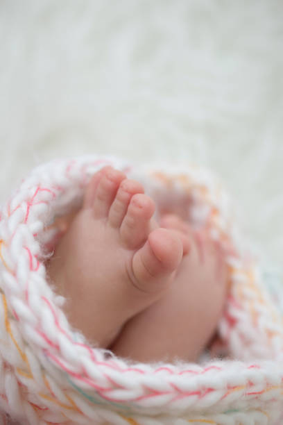 istock baby feet in blanket, copy space. selected focus 922141318
