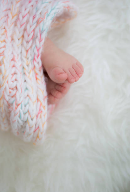 istock baby feet in blanket, copy space. selected focus 922141320