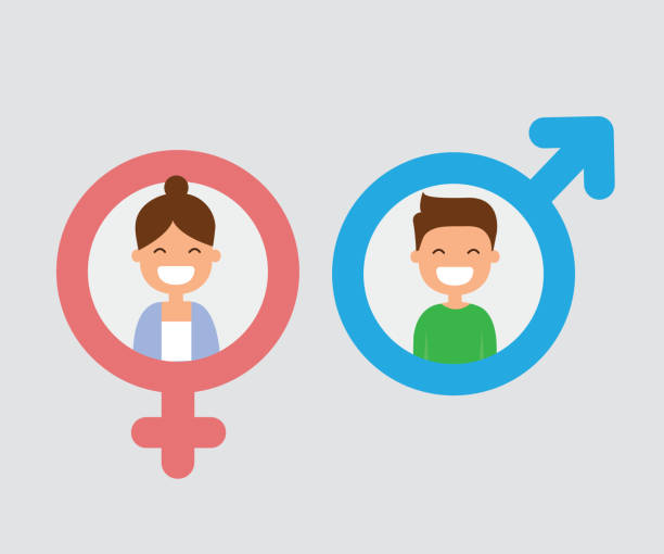 male and female icon flat design vector art illustration