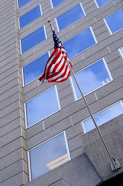 istock American flag blowing in the wind 92214534