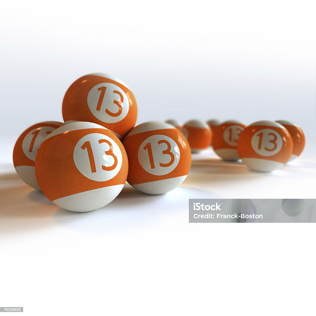 Orange billiard balls with number 13  Activity Stock Photo