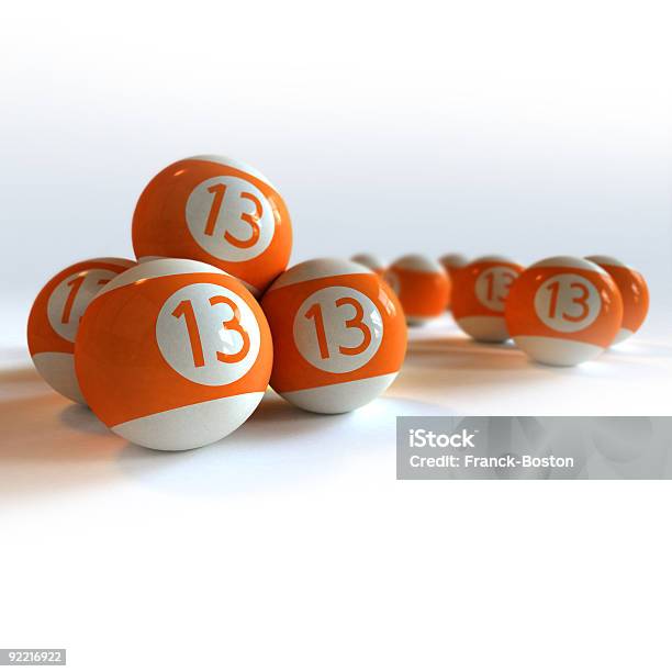 Orange Billiard Balls With Number 13 Stock Photo - Download Image Now - Activity, Backgrounds, Bizarre