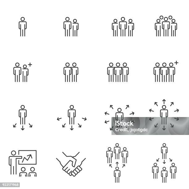 Business People Icons Meeting Communication Work Group Team Line Vector Stock Illustration - Download Image Now