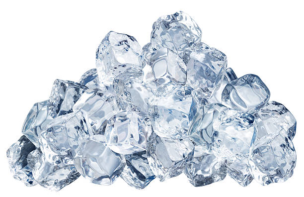 pile of ice cubes isolated on a white background - ice stok fotoğraflar ve resimler