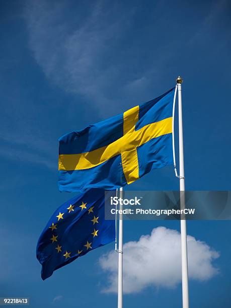 Schwedische Und Euflagge Stockfoto und mehr Bilder von Europaflagge - Europaflagge, Flagge, Schweden